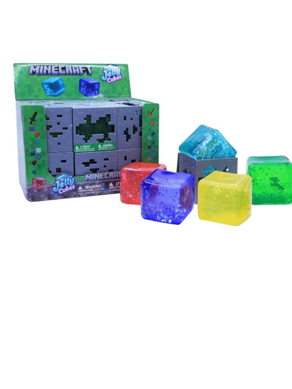 2 Minecraft Squishy Cubes - Sensory Toy - Yellow & Green set
